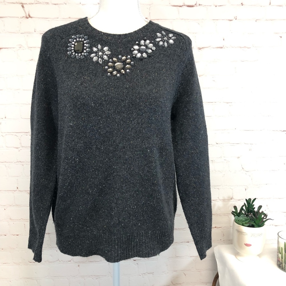 J.Crew Jeweled Donegal Sweater - Picture 1 of 5